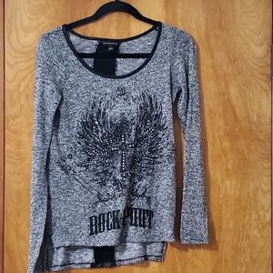 Rock & Republic Black and Gray Long Sleeve Top XS